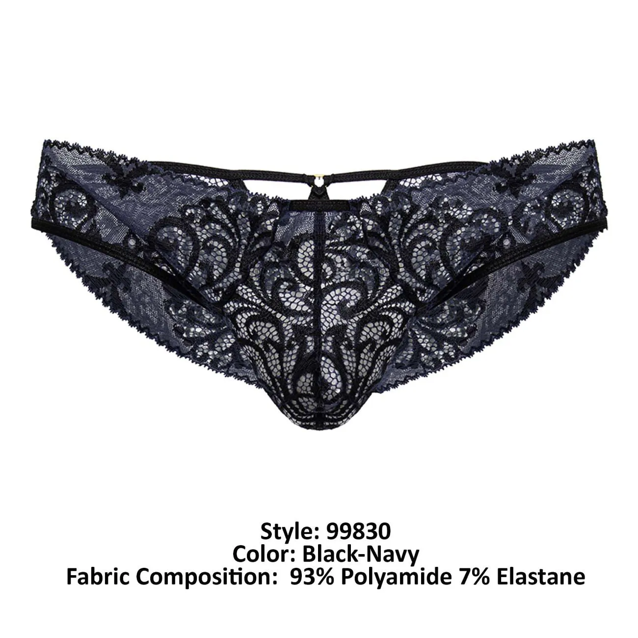 Bekleidung_Candyman_Herrenunterwäsche CandyMan 99830 Spitzen-Slip Farbe Schwarz-Marine