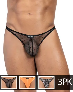 Clothing_Clever_Mens Underwear Clever 100008 3pk Autralian Latin Thongs Black-orange-black