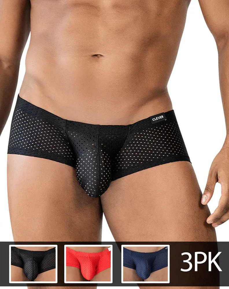 Clever Herrenunterwäsche Clever 229947 3er-Pack Australische Latex-Boxershorts Schwarz-Rot-Blau