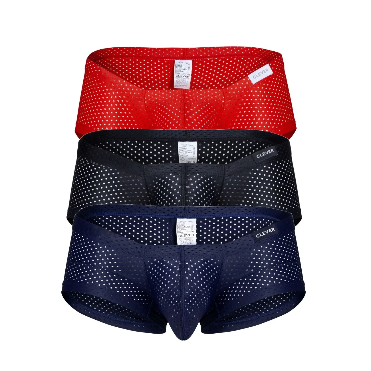 Clever Herrenunterwäsche Clever 229947 3er Pack Australische Latin Trunks Farbe Schwarz-Rot-Blau