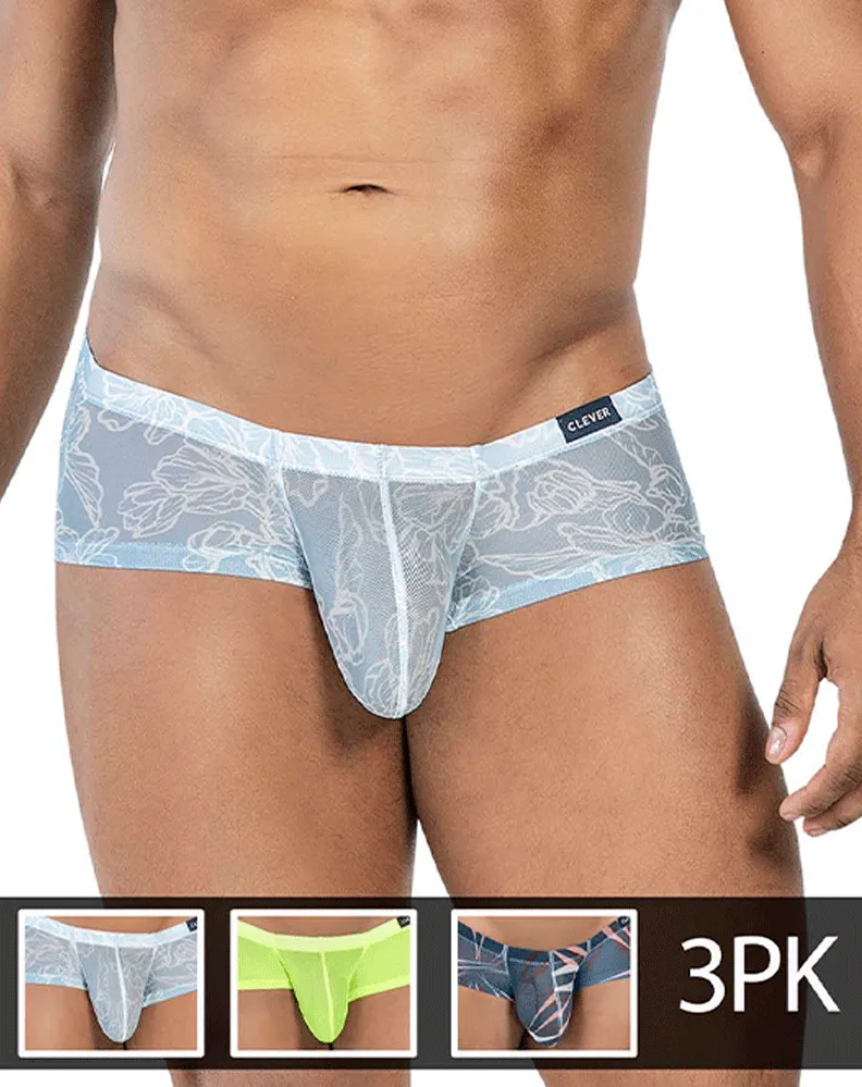 Clever Herrenunterwäsche Clever 229948 3er-Pack Australische Latein-Boxershorts Grau-grün-blau