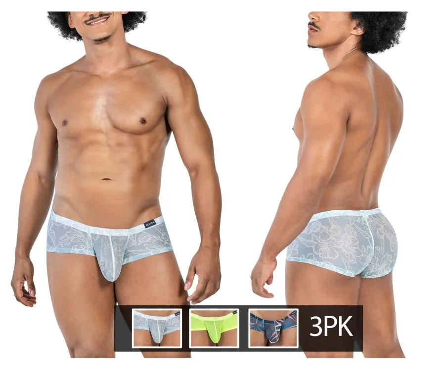 Clever Herrenunterwäsche Clever 229948 3er Pack Australische Latex-Boxershorts Farbe Grau-Grün-Blau