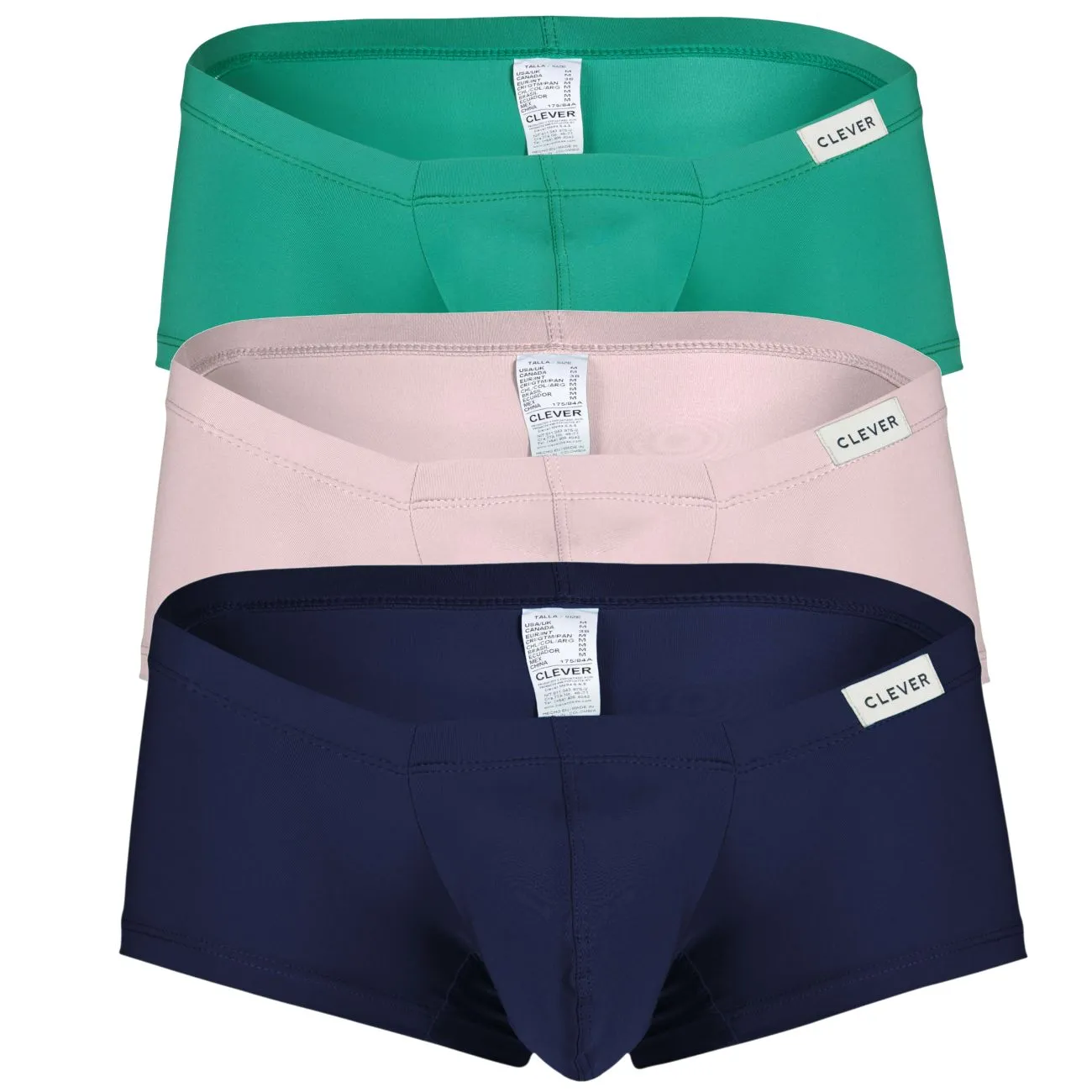 Clever Herrenunterwäsche Clever 229950 3er Pack Australische Latin Trunks Farbe Grün-Rosa-Blau