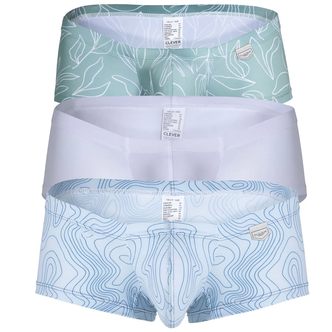Clever Herrenunterwäsche Clever 229951 3er Pack Australische Latin Trunks Farbe Blau-Weiß-Grün