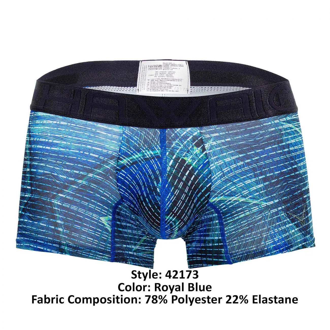 Bekleidung_Hawair_Herrenunterwäsche HAWAI 42173 Bedruckte Mikrofaser-Boxershorts Farbe Königsblau