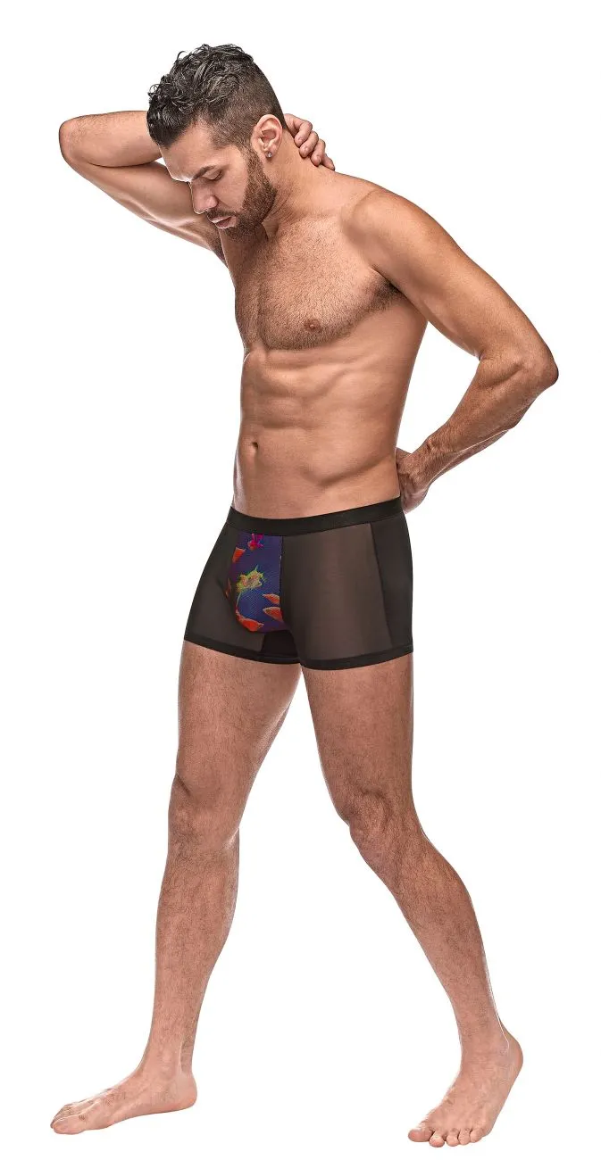 Bekleidung_Herren Power_Herrenunterwäsche Male Power 183-262 Privater Bildschirm Fischmuster Shorts Farbe Schwarz