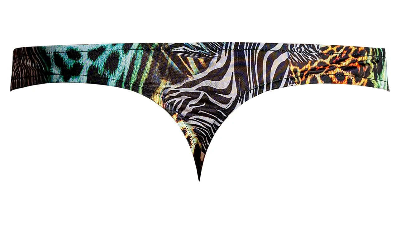 Bekleidung_Herren Power_Herrenunterwäsche Male Power 439-295 Wildes Tanga mit 2 Ringen Farbe Mehrfarbig Animal