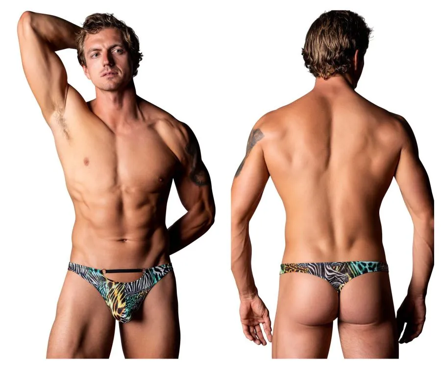 Bekleidung_Herren Power_Herrenunterwäsche Male Power 439-295 Wildes Tanga mit 2 Ringen Farbe Mehrfarbig Animal