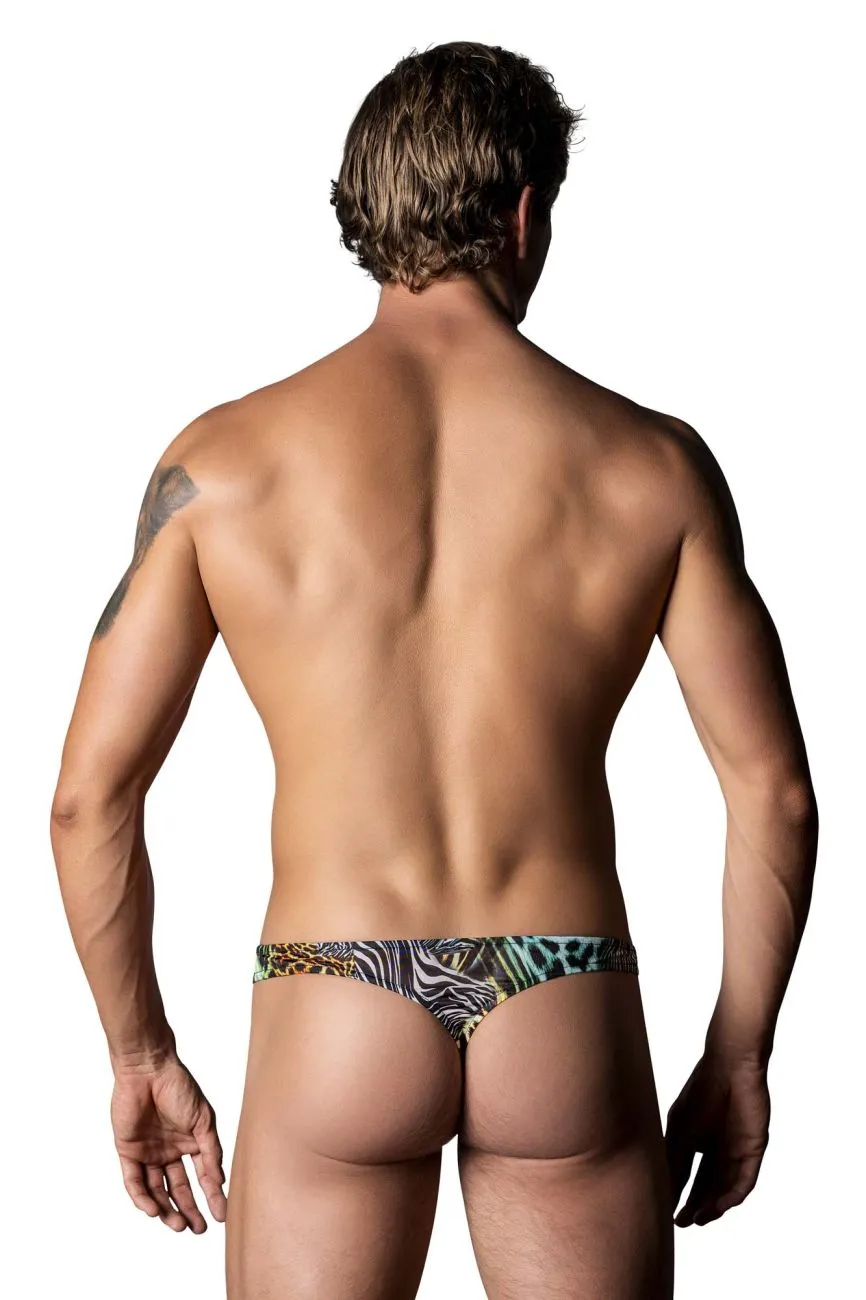 Bekleidung_Herren Power_Herrenunterwäsche Male Power 439-295 Wildes Tanga mit 2 Ringen Farbe Mehrfarbig Animal