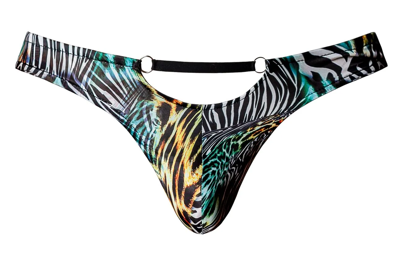 Bekleidung_Herren Power_Herrenunterwäsche Male Power 439-295 Wildes Tanga mit 2 Ringen Farbe Mehrfarbig Animal