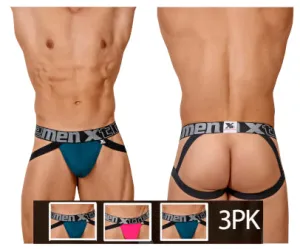 Clothing_Xtremen_Underwear Xtremen 91054X-3 3PK Jockstrap Color Petrol-Fuchsia-Petrol