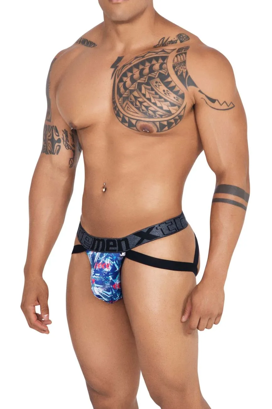 Clothing_Xtremen_Unterhose Xtremen 91130 Bedruckter Jockstrap Farbe Royal
