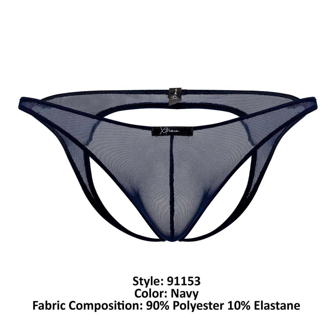 Clothing_Xtremen_Unterwäsche Xtremen 91153 Tüll-Mesh-Jockstrap Farbe Marineblau