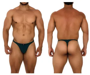 Clothing_Xtremen_Underwear Xtremen 91185 Mesh Thongs Color Green