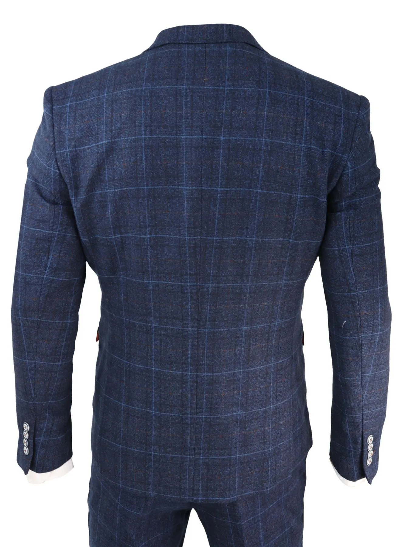 Cody Check Hochzeits-Prom Marineblau 3-teiliger Anzug