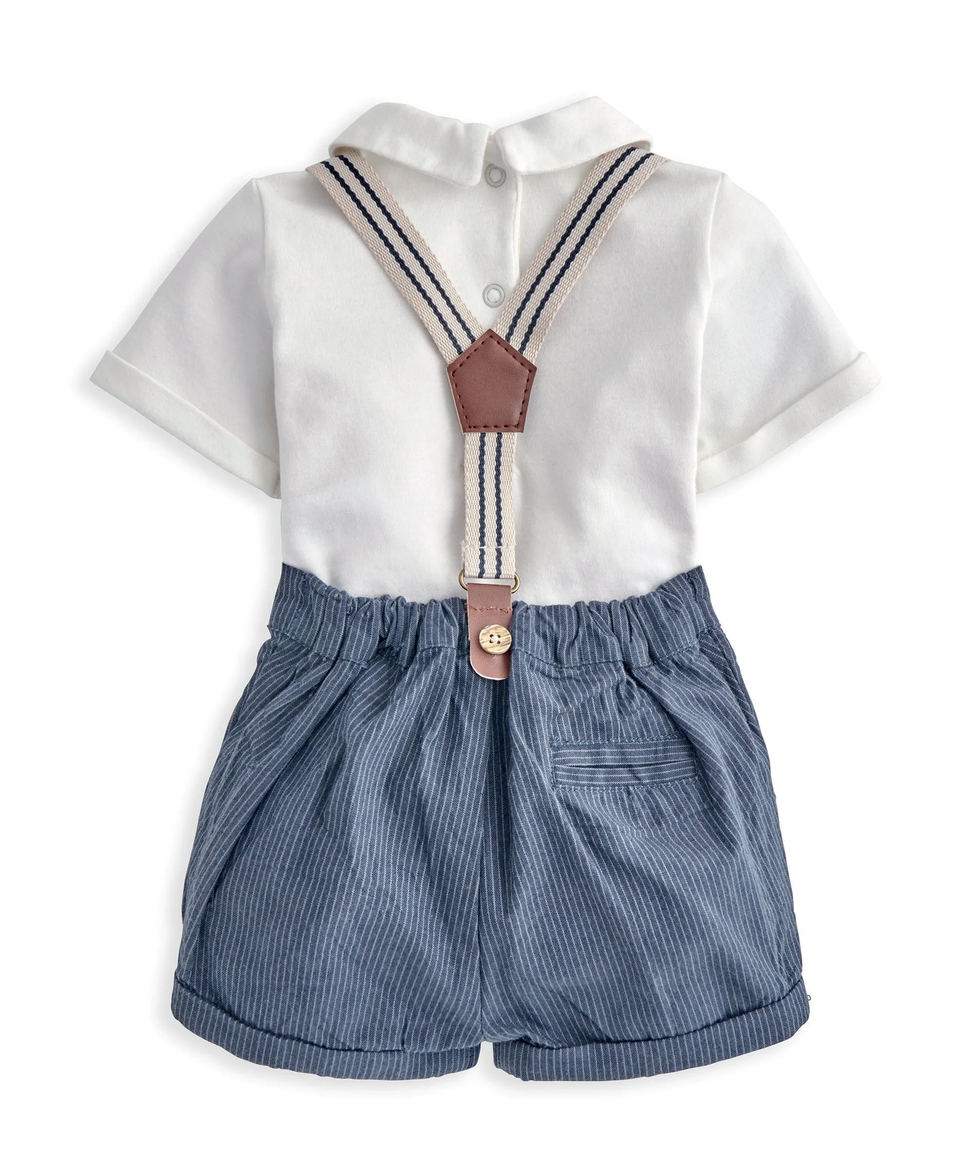 Kragen-Body, Shorts & Hosenträger-Set (3-teilig)