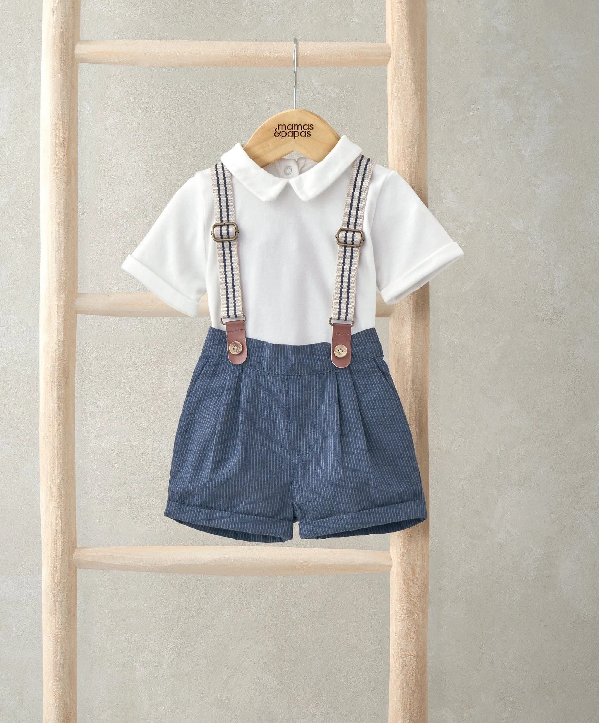 Kragen-Body, Shorts & Hosenträger-Set (3-teilig)