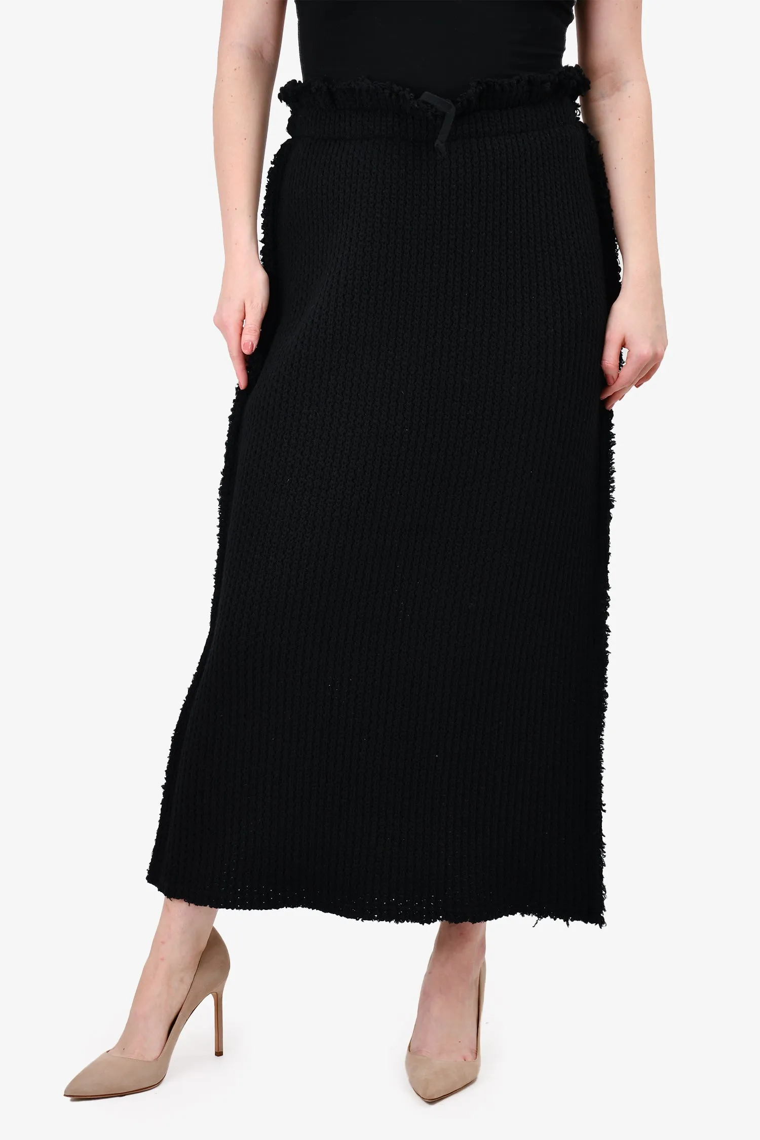 Comme des Garcons Schwarzer Woll-Midirock Größe M