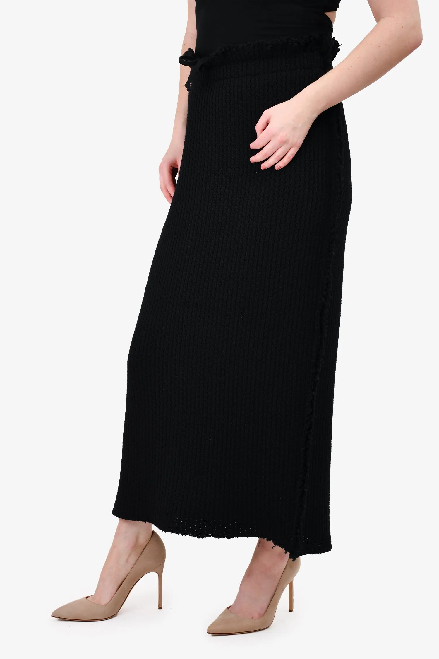 Comme des Garcons Schwarzer Woll-Midirock Größe M