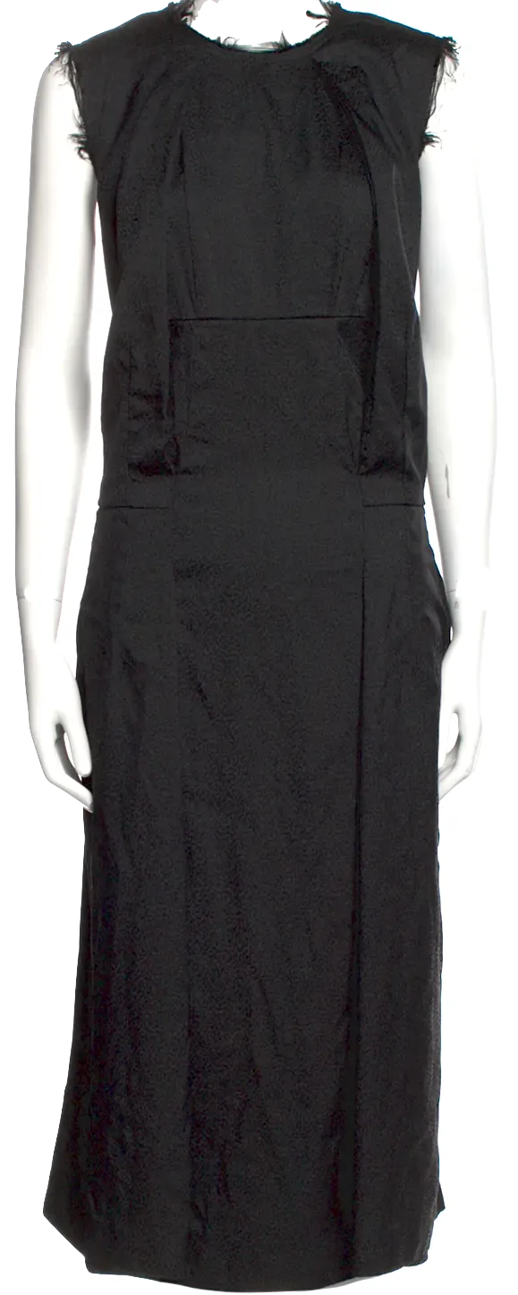 Comme des Garcons Japan. Schwarzes Langkleid mit Rohkante und Rundhalsausschnitt