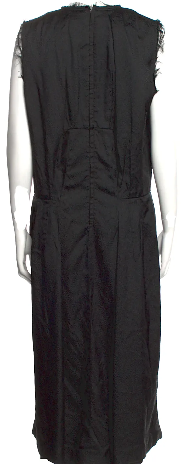 Comme des Garcons Japan. Schwarzes Langkleid mit Rohkante und Rundhalsausschnitt