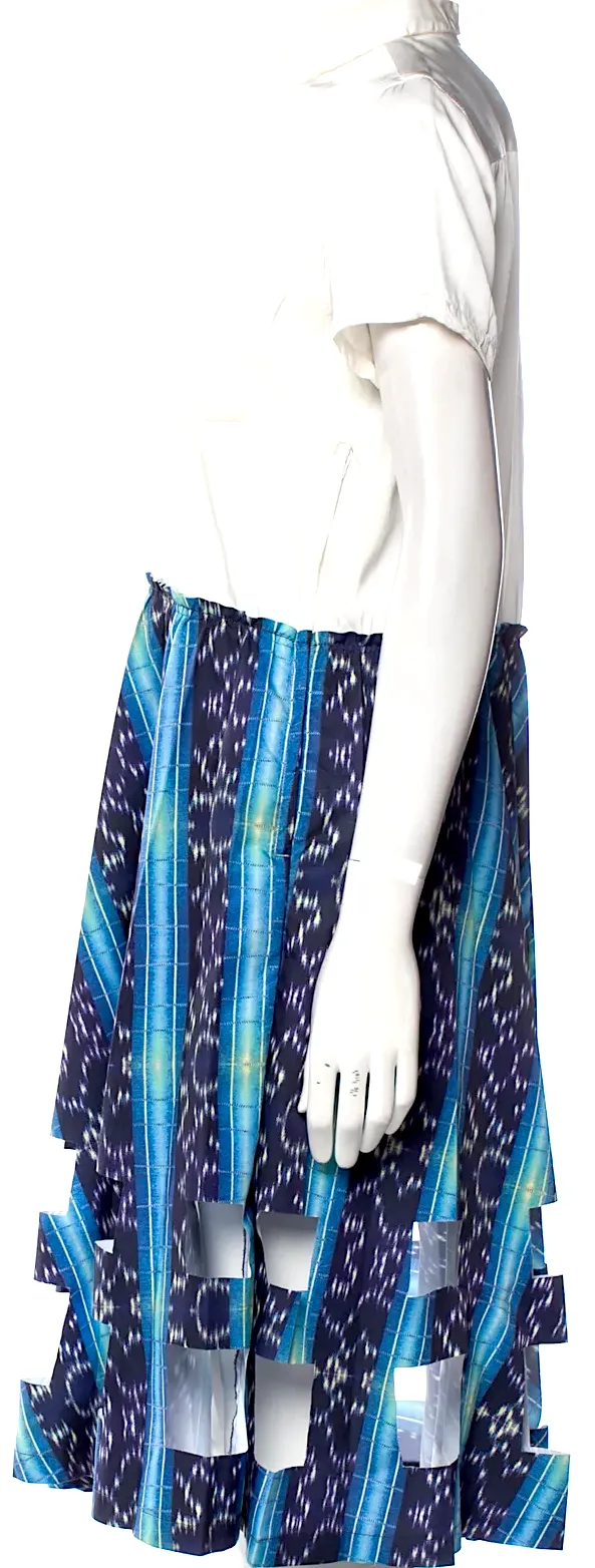 COMME DES GARÇONS Japan. Mixed Material PolyTech Blend Gedrucktes Kleid