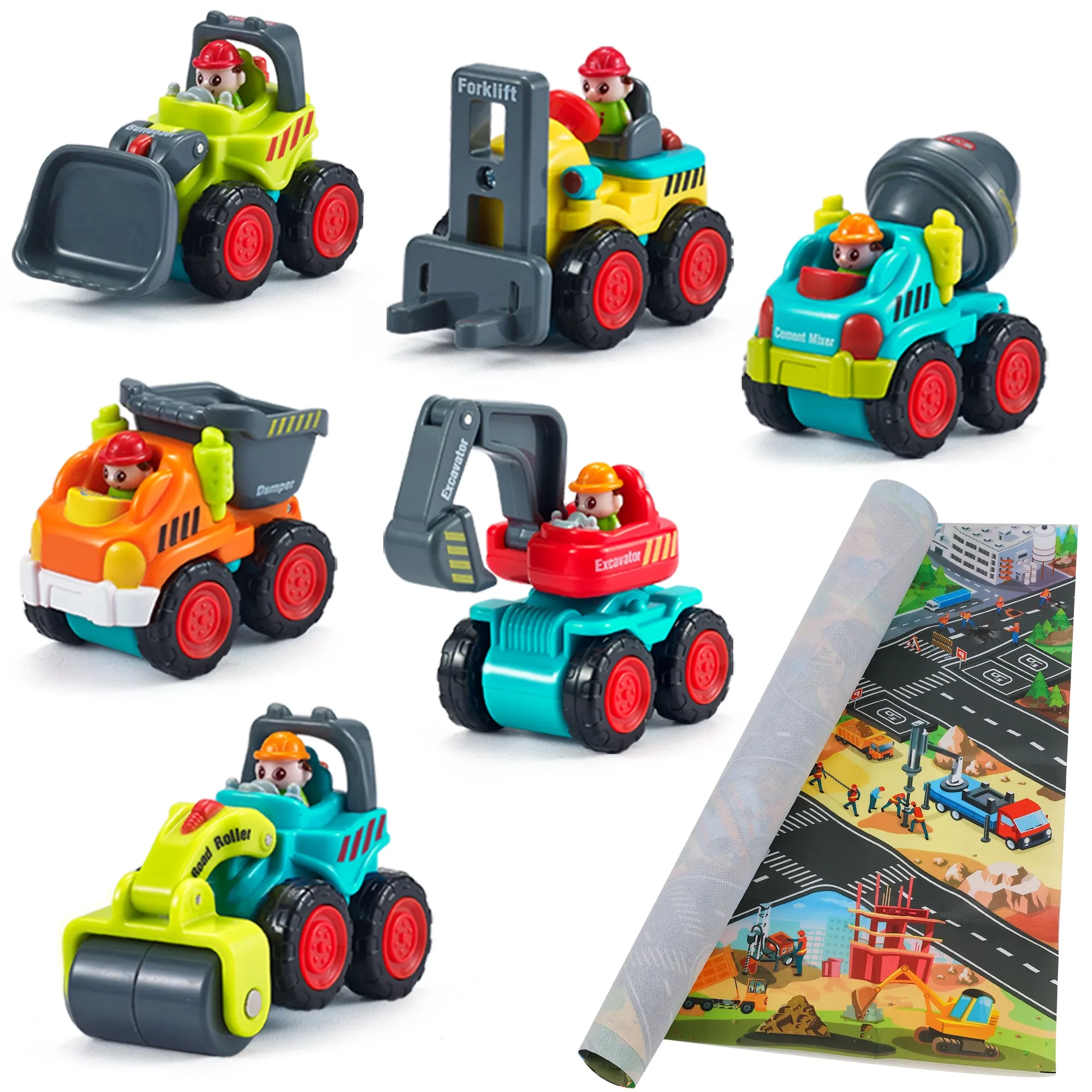 Bauspielzeug-Lastwagen, Baby Mini Schiebe-Auto mit Spielmatte