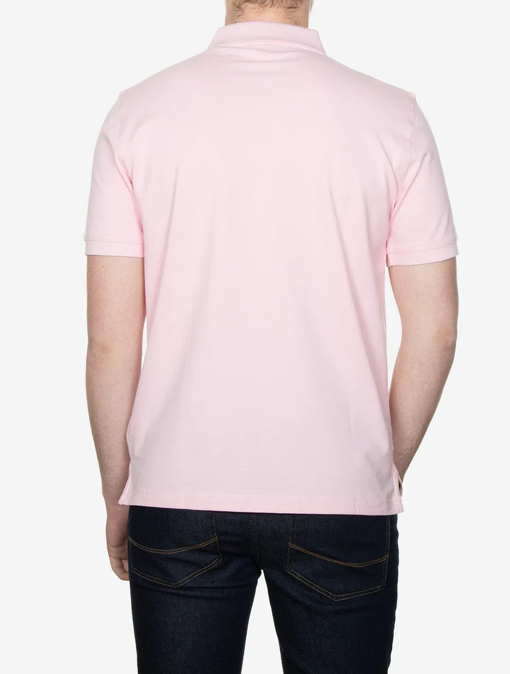 Kontrast Kurzarm Piqué Regular Fit Polohemd California Pink