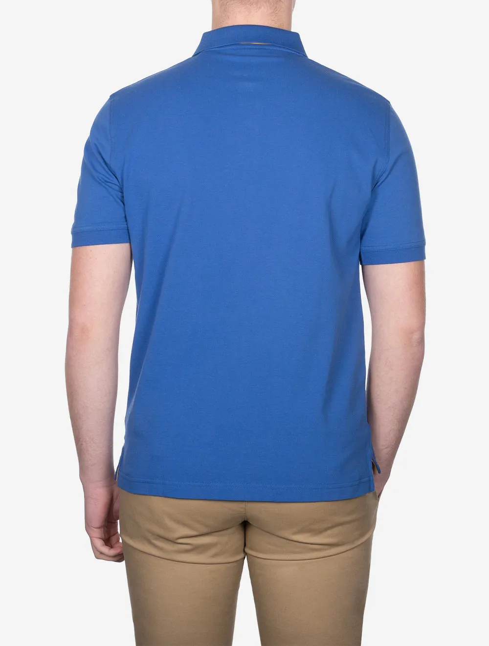 Kontrast Kurzarm Piqué Regular Fit Polohemd Reich Blau