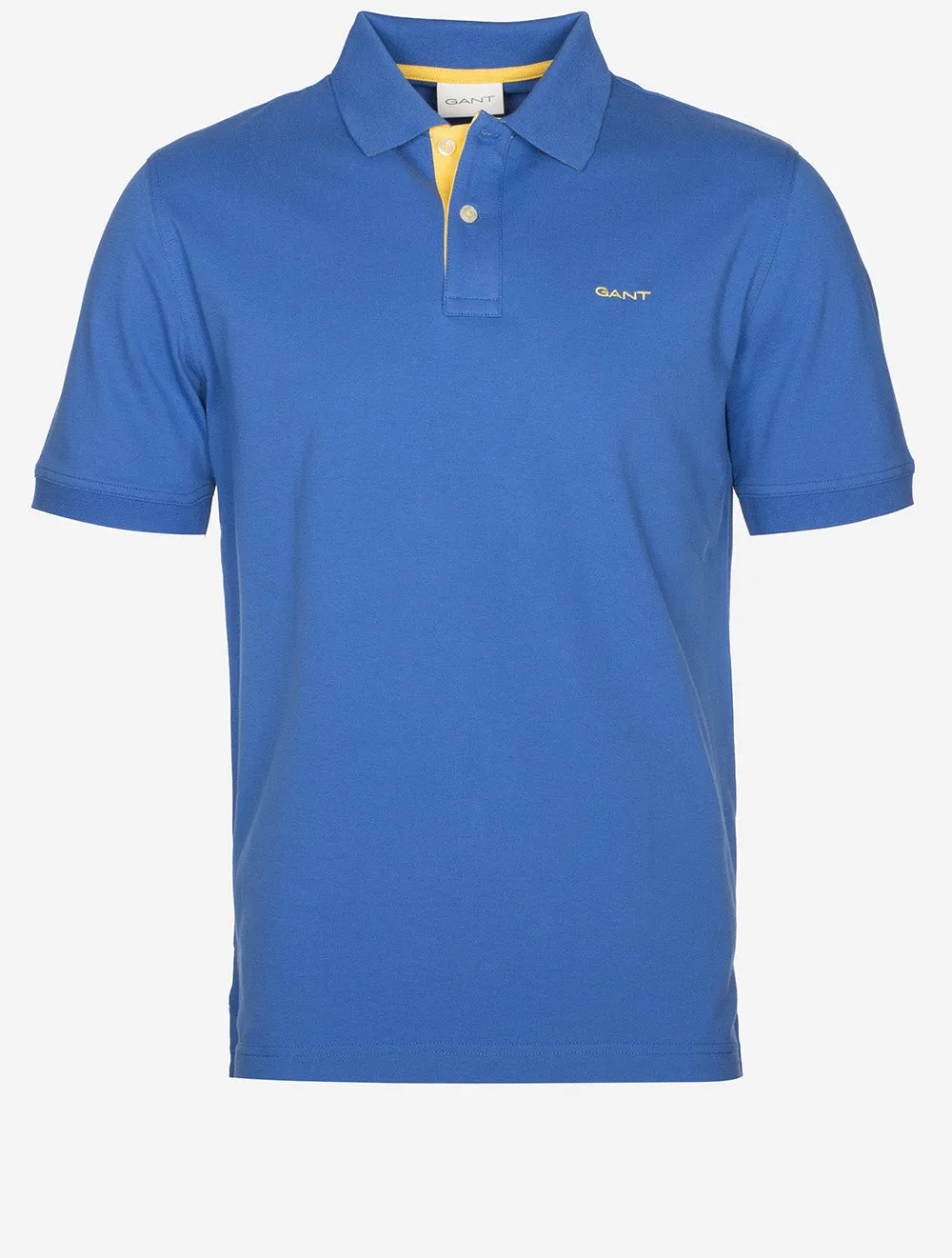 Kontrast Kurzarm Piqué Regular Fit Polohemd Reich Blau