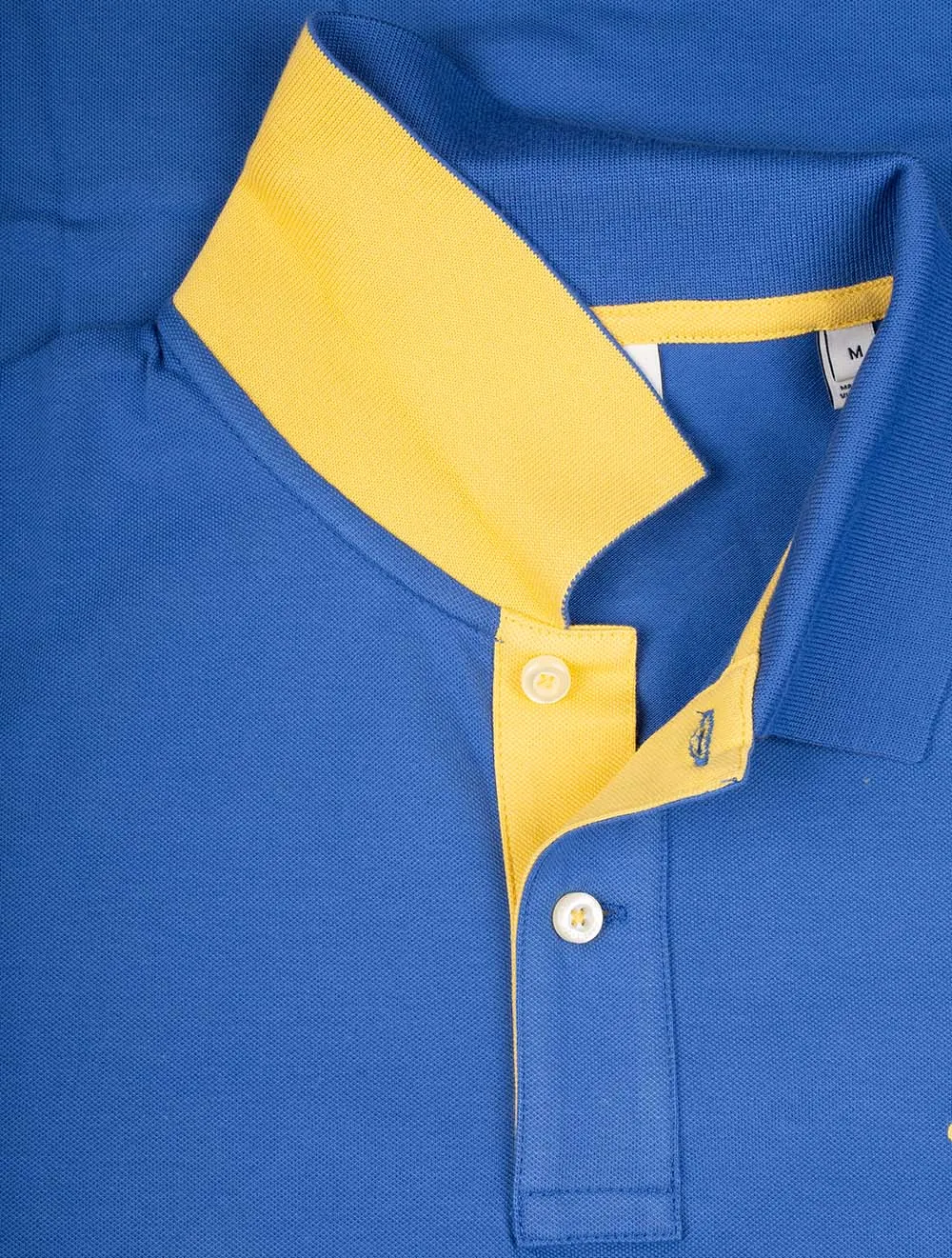Kontrast Kurzarm Piqué Regular Fit Polohemd Reich Blau