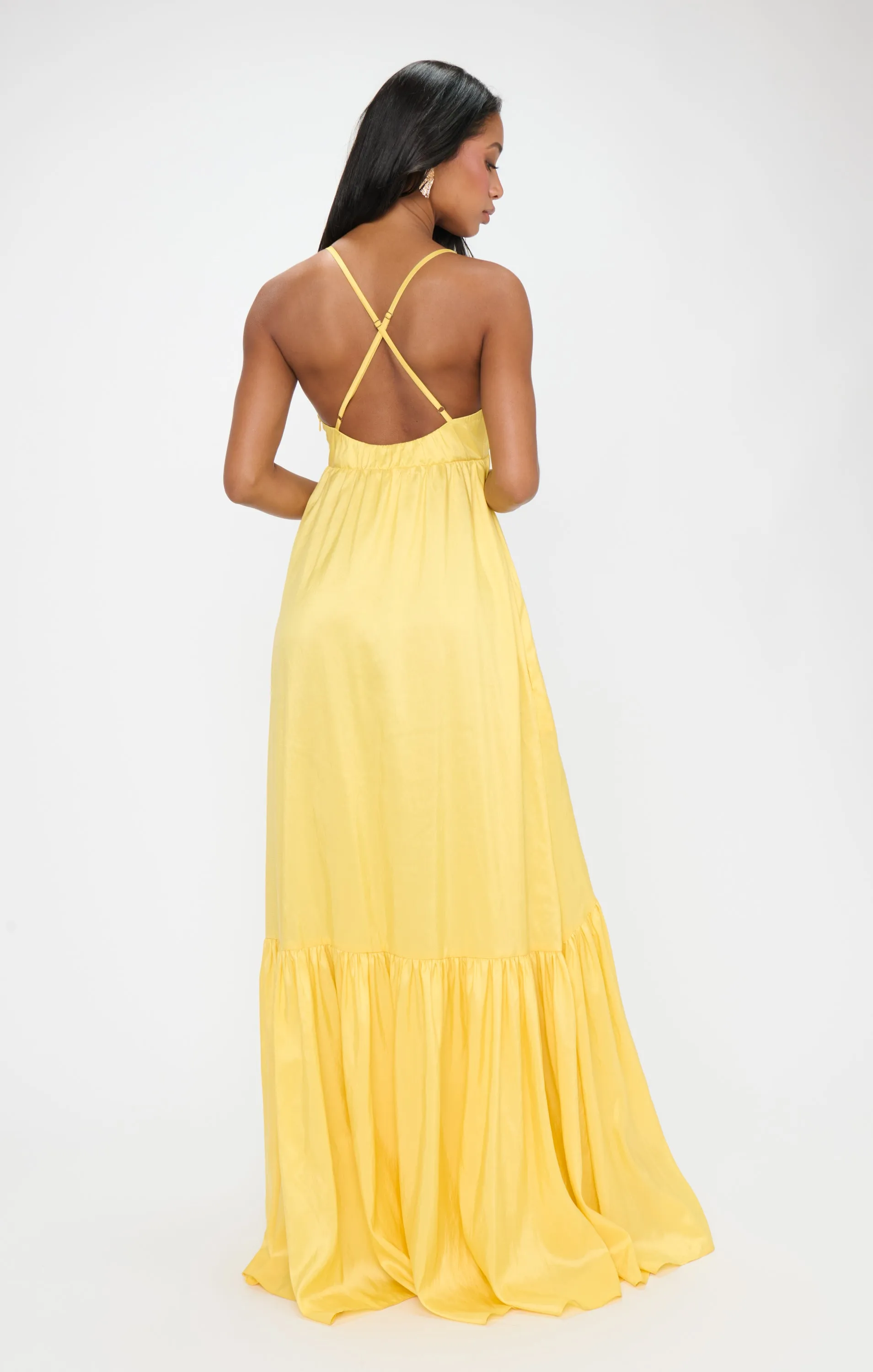 Corrine Maxikleid ~ Gelb Hell Taft