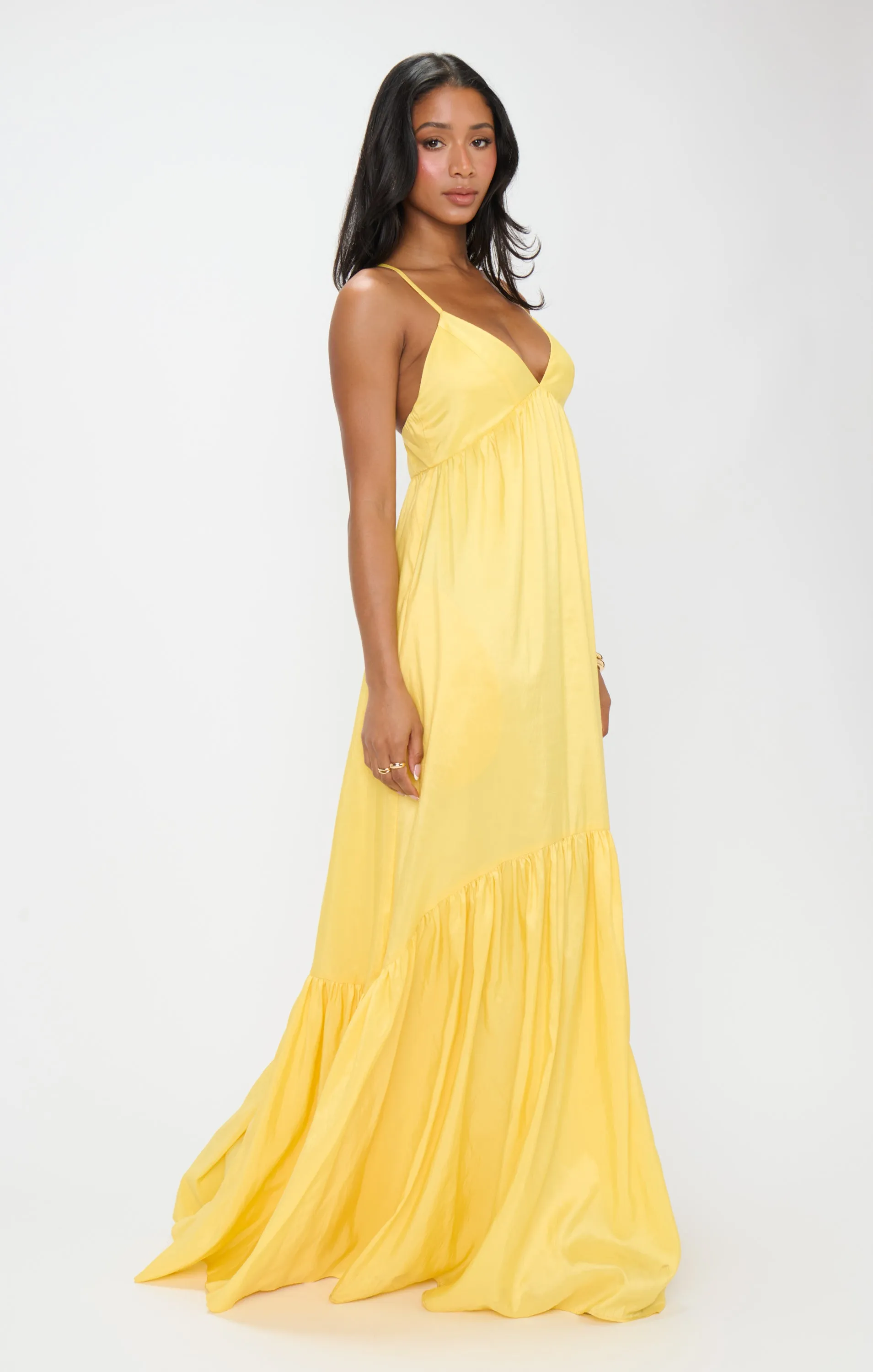 Corrine Maxikleid ~ Gelb Hell Taft
