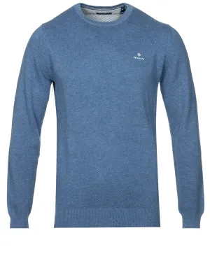 Cotton Piqu�� Crewneck Sweater Denim Blue Mel
