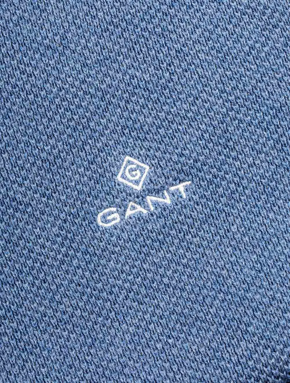 Baumwoll-Piqué-Halbzip-Denim-Blau-Mel