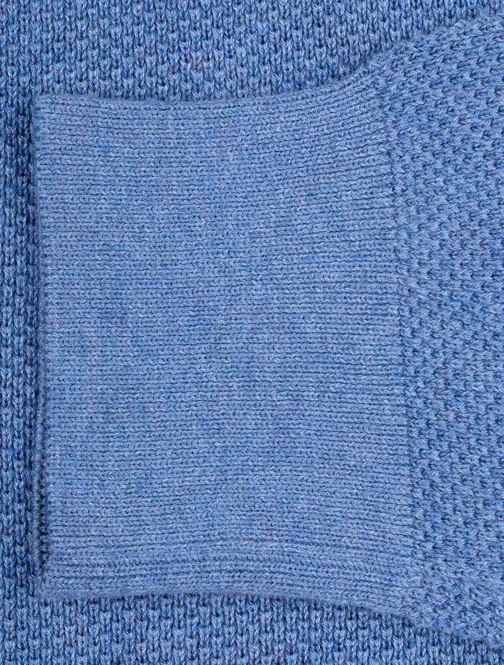 Baumwoll-Piqué-Halbzip in Denim Blue Melange