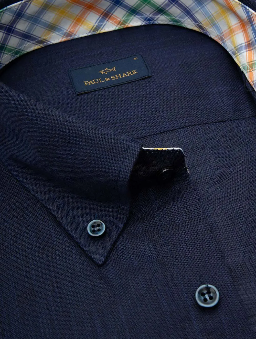 Baumwoll-Kurzarm-Hemd Casual Navy