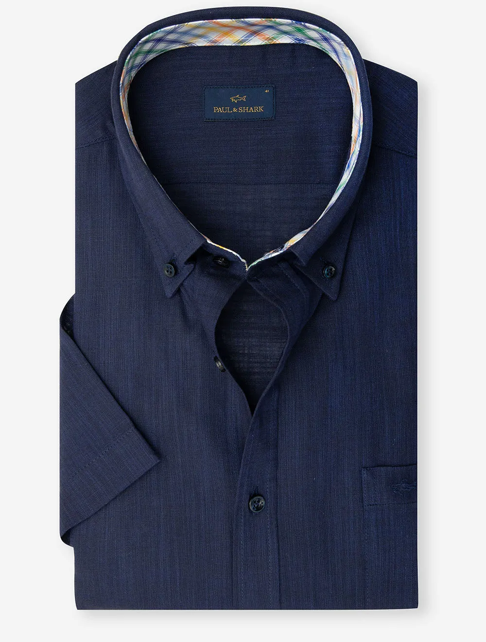 Baumwoll-Kurzarm-Hemd Casual Navy