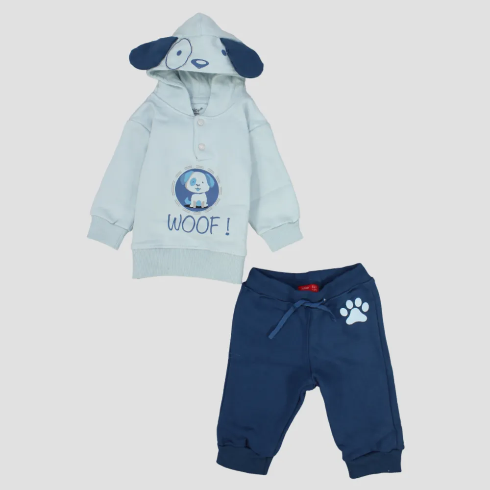 Niedlicher bellender Welpe Langarm-Fleece-Kapuzen-Pyjama