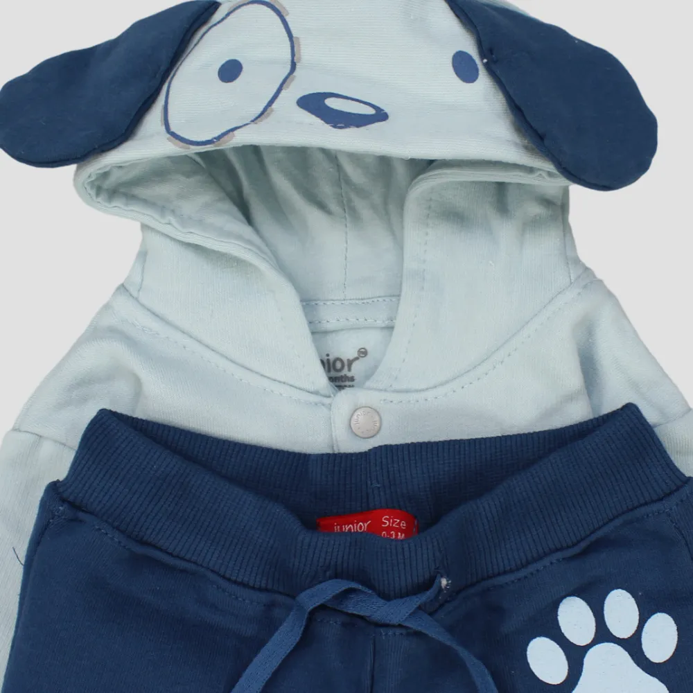 Niedlicher bellender Welpe Langarm-Fleece-Kapuzen-Pyjama
