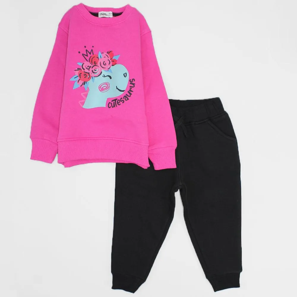 Cutesaurus Langarm-Fleece-Schlafanzug