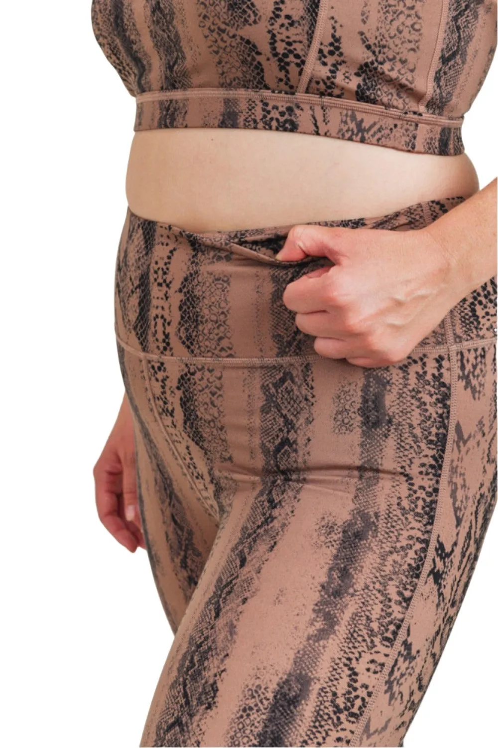 Dunkelrosa Schlangenmuster Highwaist-Leggings APH3087 und Plus