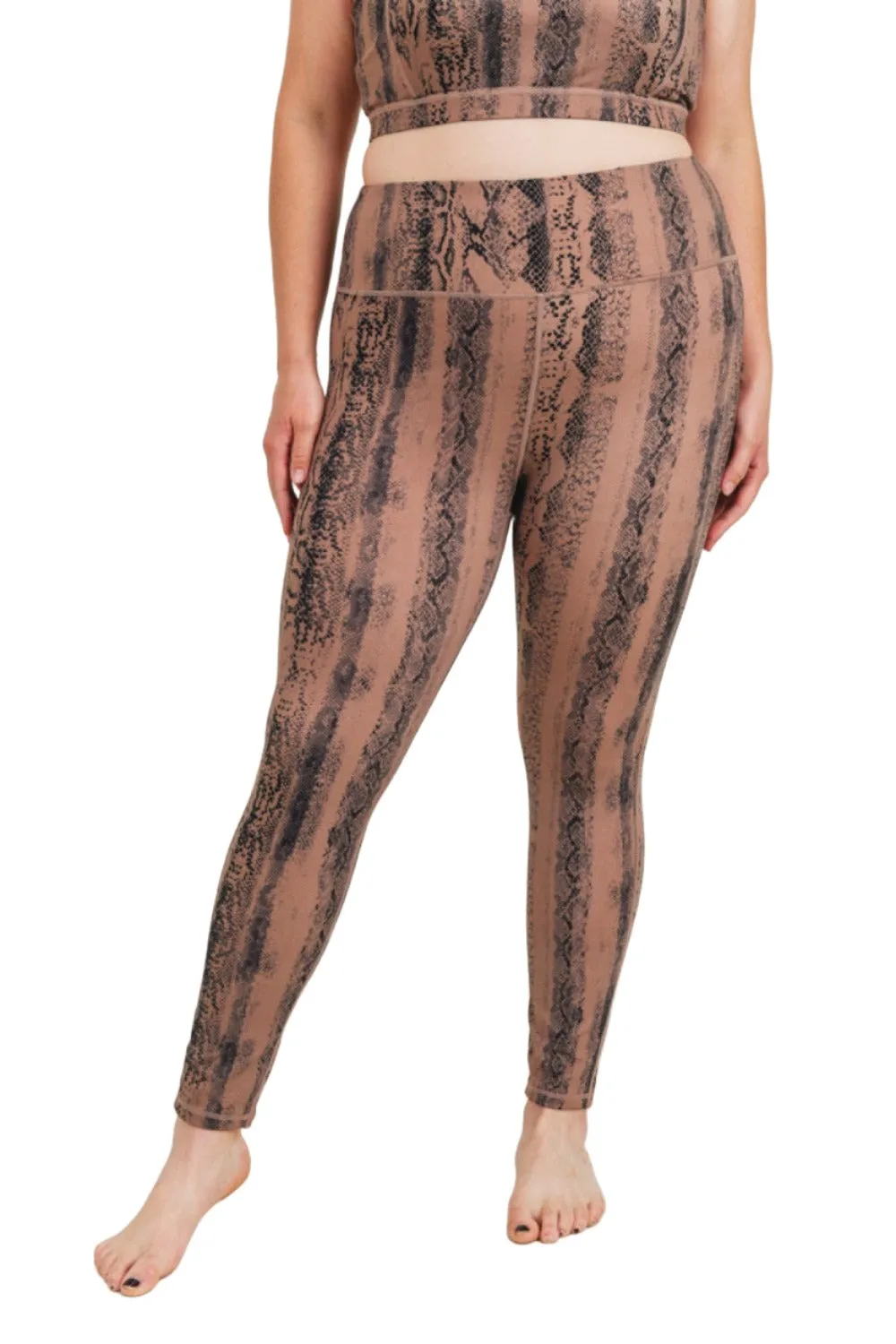 Dunkelrosa Schlangenmuster Highwaist-Leggings APH3087 und Plus