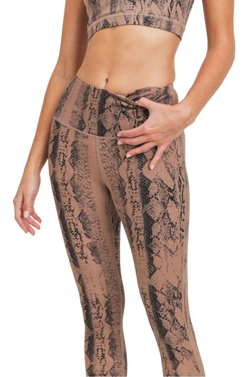 Dunkelrosa Schlangenmuster Highwaist-Leggings APH3087 und Plus