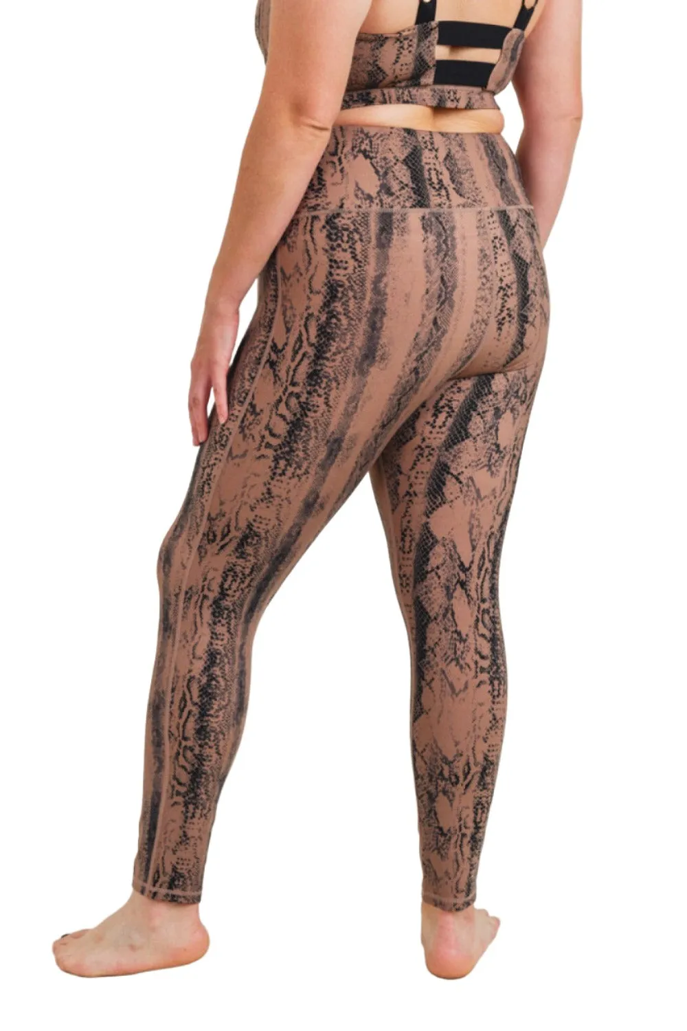 Dunkelrosa Schlangenmuster Highwaist-Leggings APH3087 und Plus