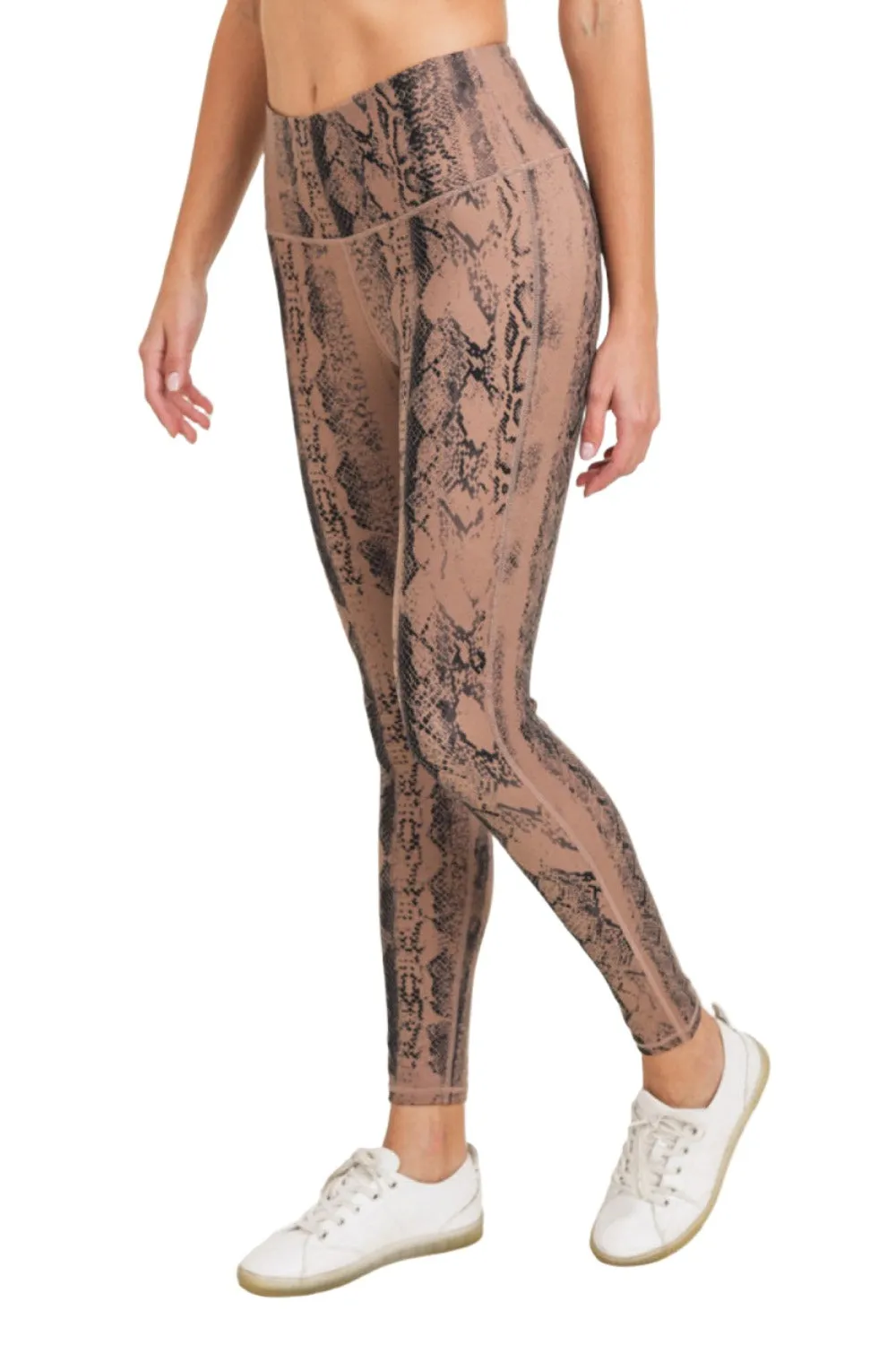 Dunkelrosa Schlangenmuster Highwaist-Leggings APH3087 und Plus