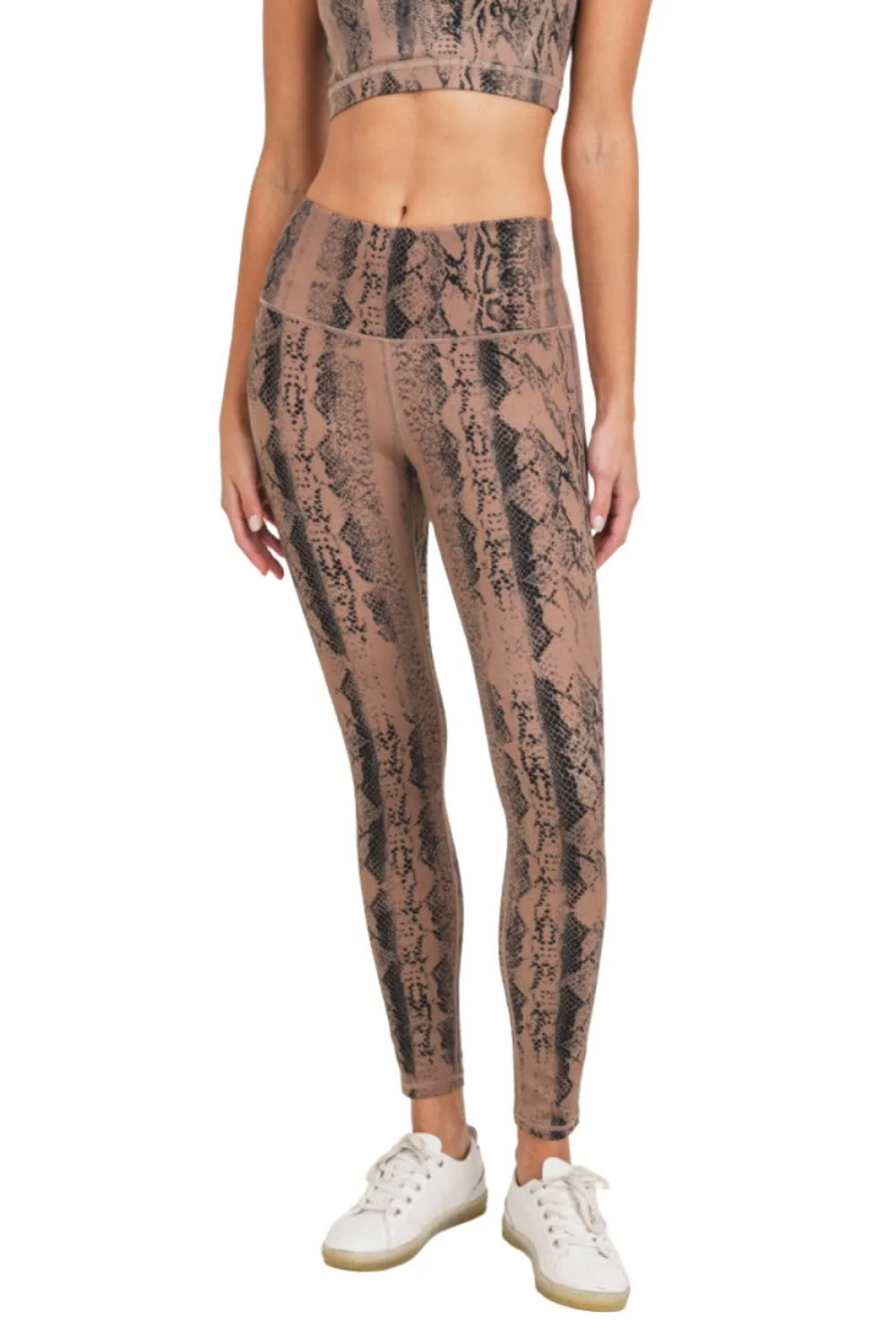 Dunkelrosa Schlangenmuster Highwaist-Leggings APH3087 und Plus