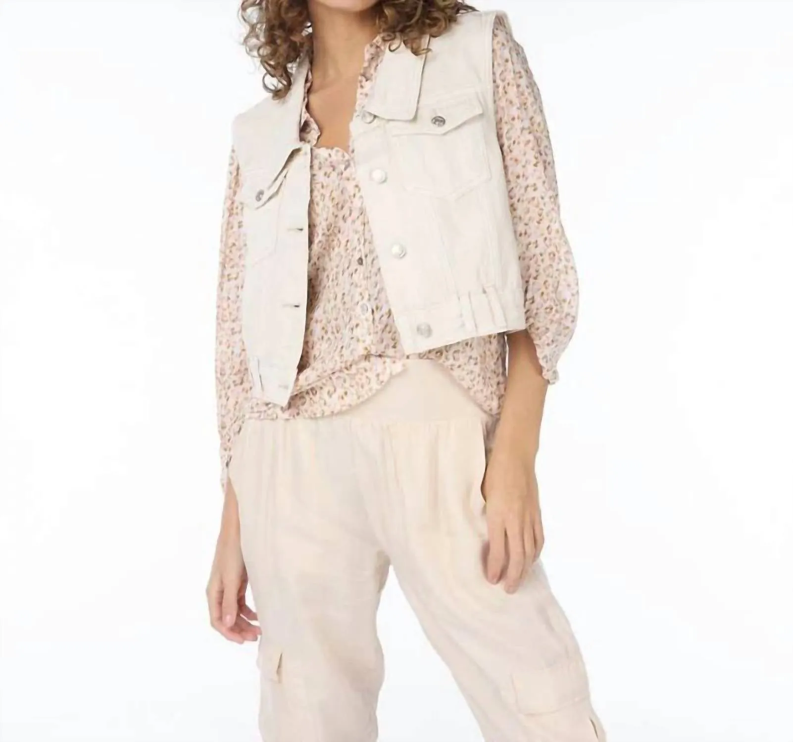 Denim-Weste in Sand