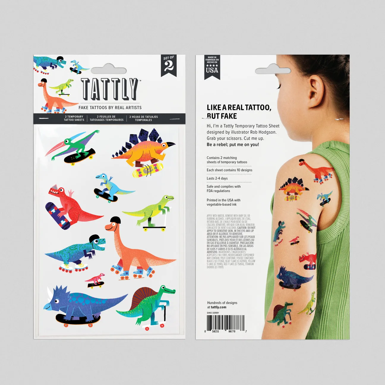 Dino Derby Tattoo-Bögen - Set mit 2 von Tattly