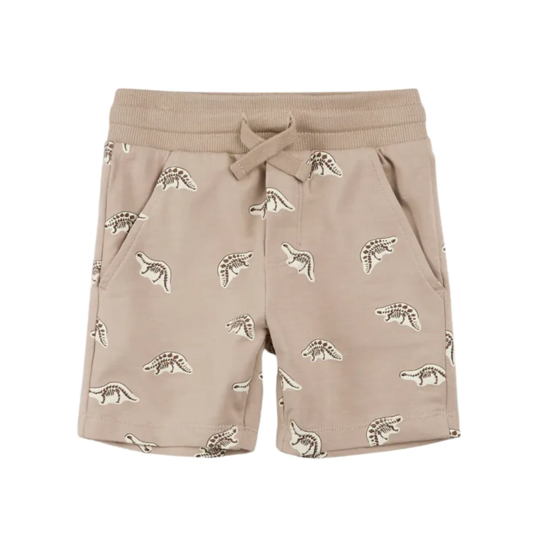 Dino-Fossil-Aufdruck auf taupe Shorts von miles the label.